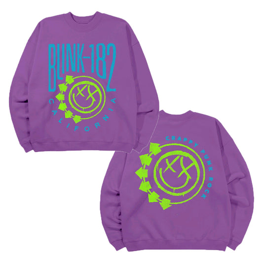 Smiley Oversized Crewneck Sweatshirt - Purple